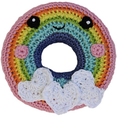 Mirage Pet Products Knit Knacks Organic Cotton Small Dog ToyRainbow Donut 500-111 RBD